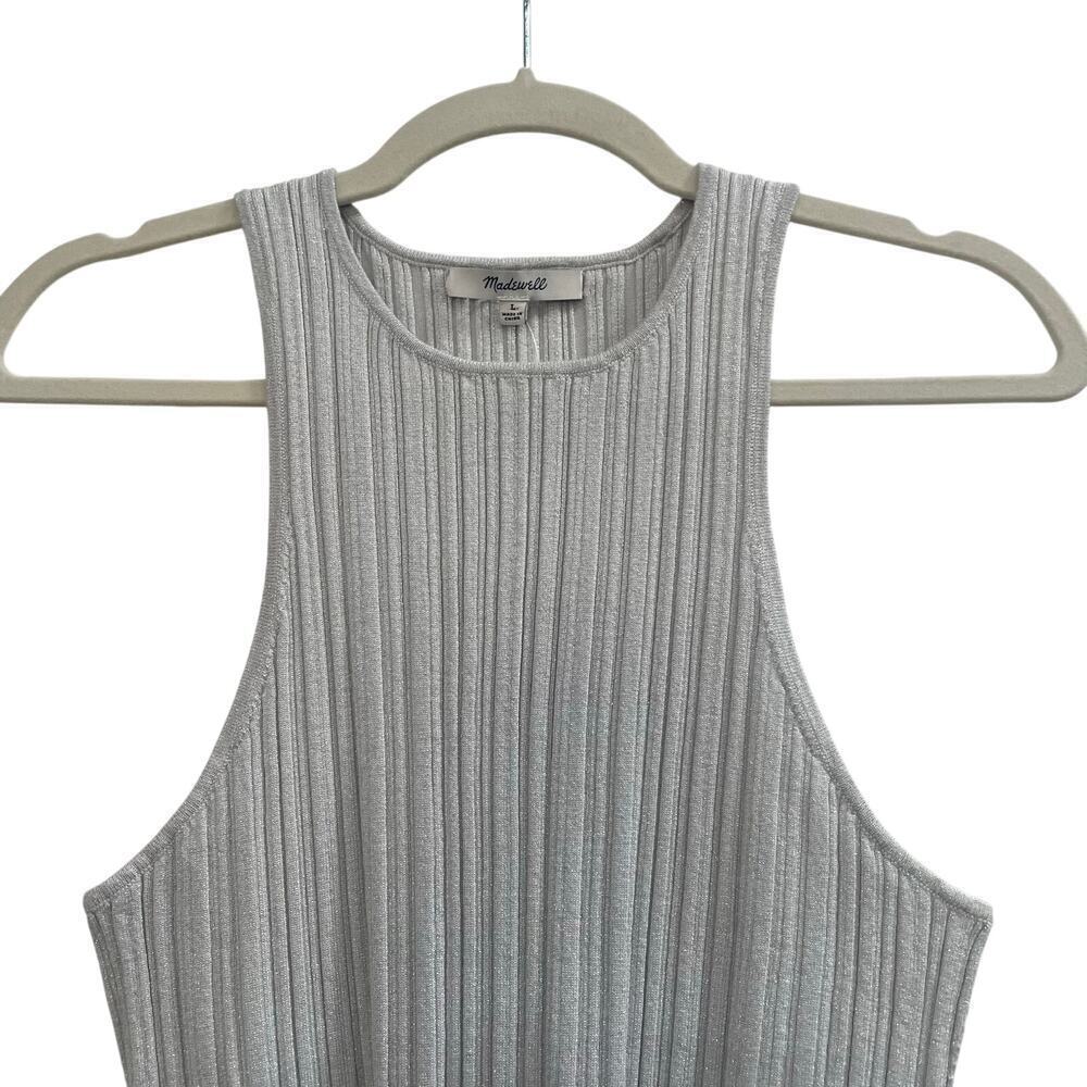 NWT Madewell Phoebe Snowy Silver Cutaway Ribbed Tank Size L - Picture 10 of 12